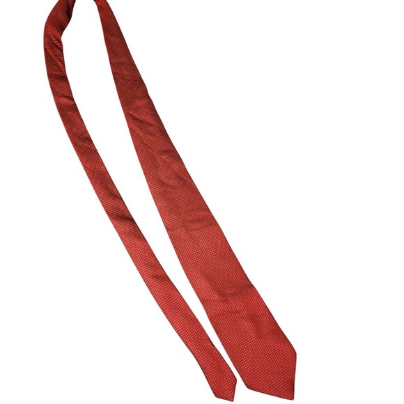 Bocara Vintage Silk Neck Tie Men Accessories Red Black Check Textured Formal - Picture 4 of 14